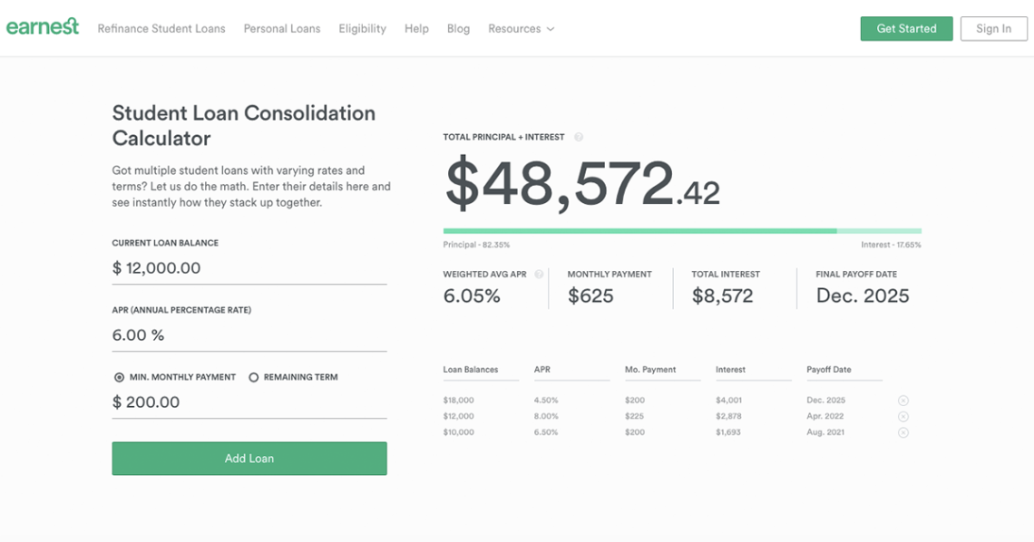 Niche Utama 1 Student Loan Consolidation Calculator  Earnest