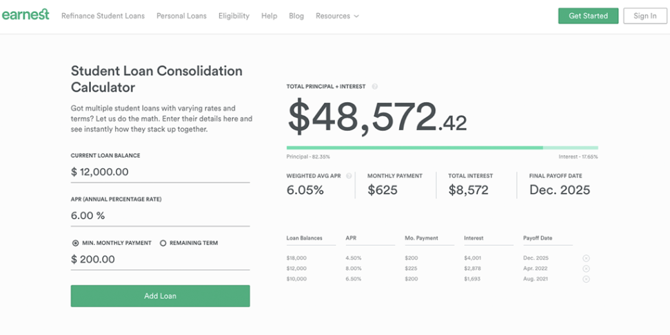 Niche Utama 1 Student Loan Consolidation Calculator  Earnest